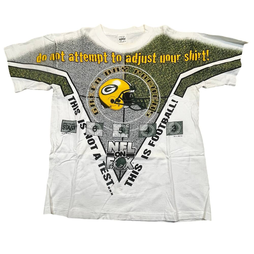 Vintage AOP 1996 Packers NFL On Fox Do Not Adjust Shirt USA Men L Single Stitch￼